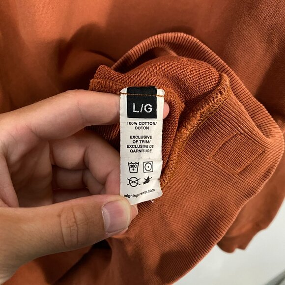 Reigning Champ Oversized Terry Crewneck Burnt Orange men's size Large - Picture 5 of 7